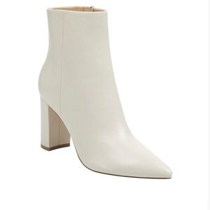 Marc Fisher Women’s Ulani Pointed Toe High Heel Booties Ivory Leather US 7.5
